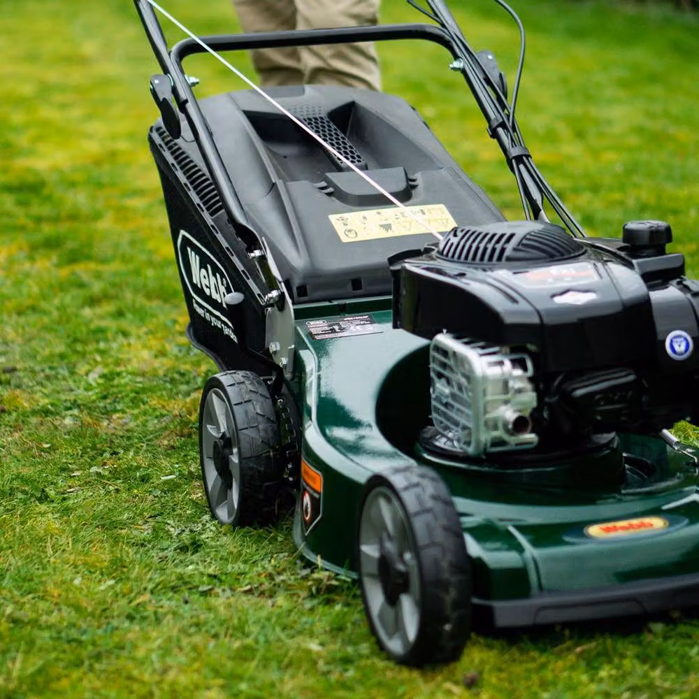 Webb 53cm Self Propelled Petrol Lawnmower with Alloy Deck and 70L Collection Bag in Green – 5
