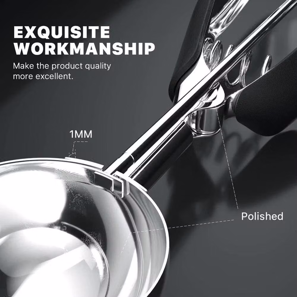 KORVIXA Black Stainless Steel and Silicone Ice Cream Scoop, Length: 30 cm – 3
