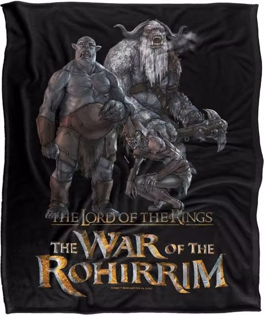 LOGOVISION Lord of the Rings War of the Rohirrim Evil Trolls Super Soft Silky Touch Fleece Throw Blanket, Multicolour, W: 152 cm, D: 127 cm – 6