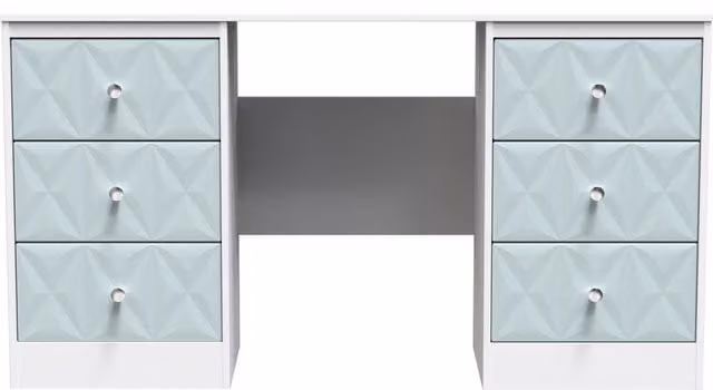 Ready Assembled 2 U Memphis 6 Drawer Kneehole Desk in Duck Egg Blue