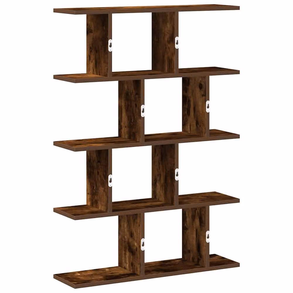 Berkfield Home Wall Mounted Cube Shelf with 12 Compartments in Smoked Oak Brown – 3