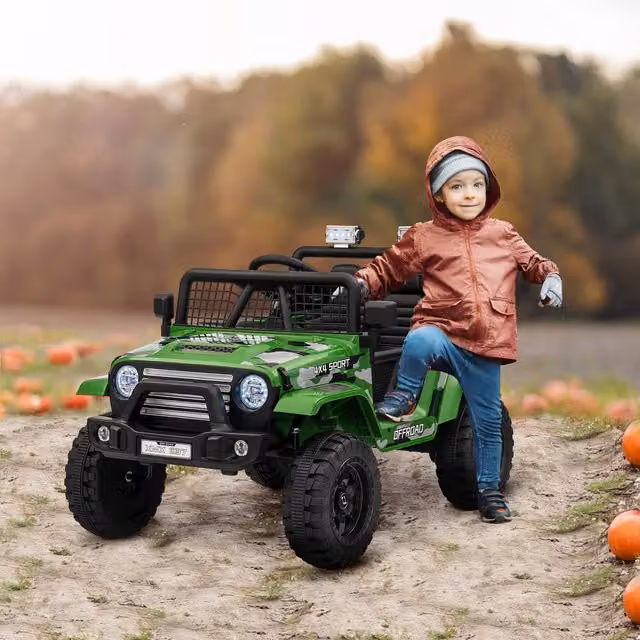 AIYAPLAY Kids Electric Ride On Car with Suspension in Green