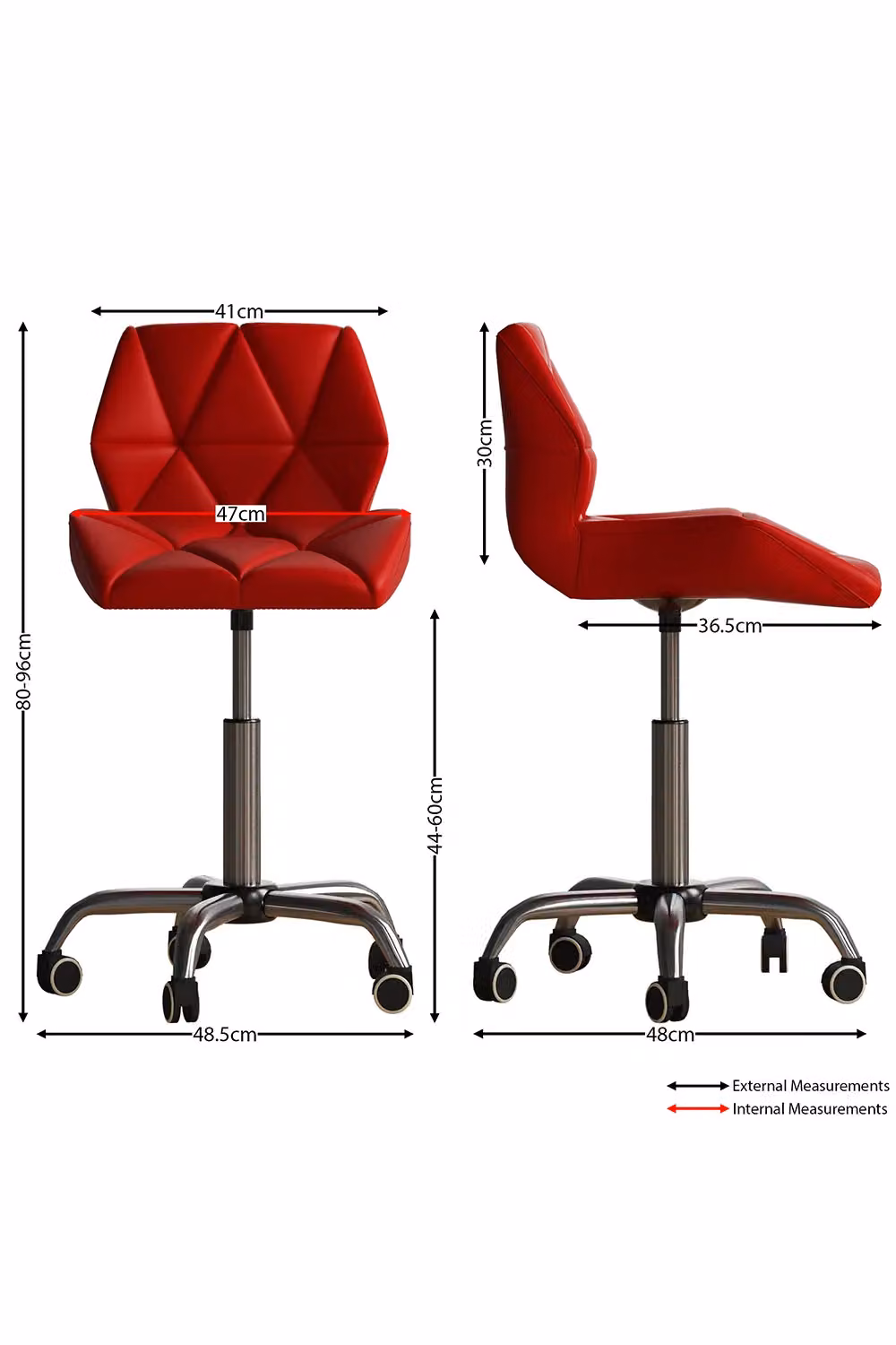 Vida Designs Geo Ergonomic Adjustable Swivel Chair with Armrests in Red Geometric Fabric – 2