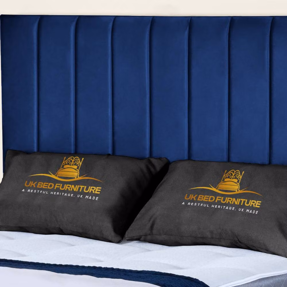 UK Bed Furniture Milano Single Upholstered Slatted Base Bed in Blue Velvet, W/D/H: 90 x 190 cm – 2