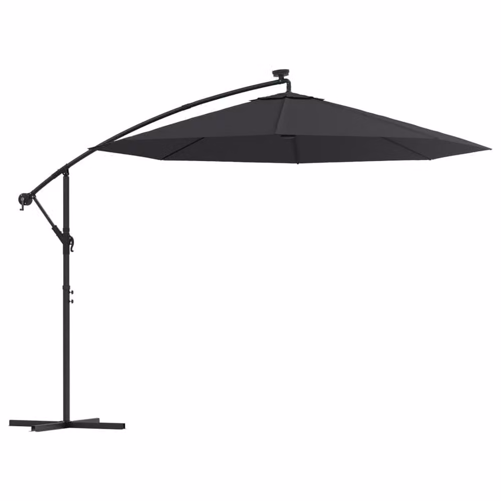 Berkfield Home Cantilever Garden Umbrella with LED Lights and Steel Pole, Black, 300 cm – 2