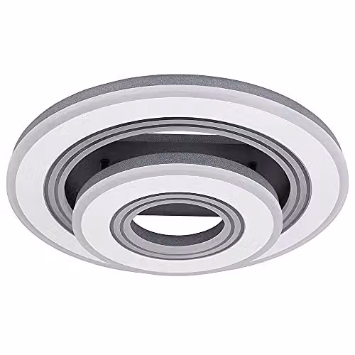 Globo Lighting Netlighting Jack Round LED Ceiling Light, Dimmable with Remote Control, Black or White, W/D/H: 50 x 50 x 11.5 cm