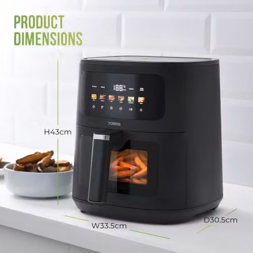 Tower Vortx 8L Digital Air Fryer in Black with Viewing Window and Digital Display – 9