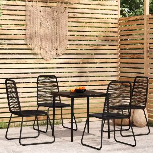 Berkfield Home 5 Piece Modern Garden Dining Set in Matt Black