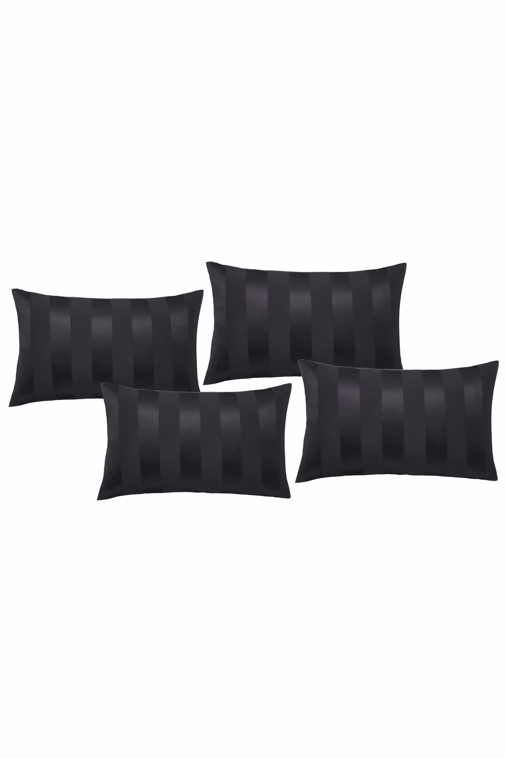 Catherine Lansfield So Soft Satin Stripe Standard Pillowcase Pack of 4 Black W/D/H: 50 x 50 x 75 cm – 2