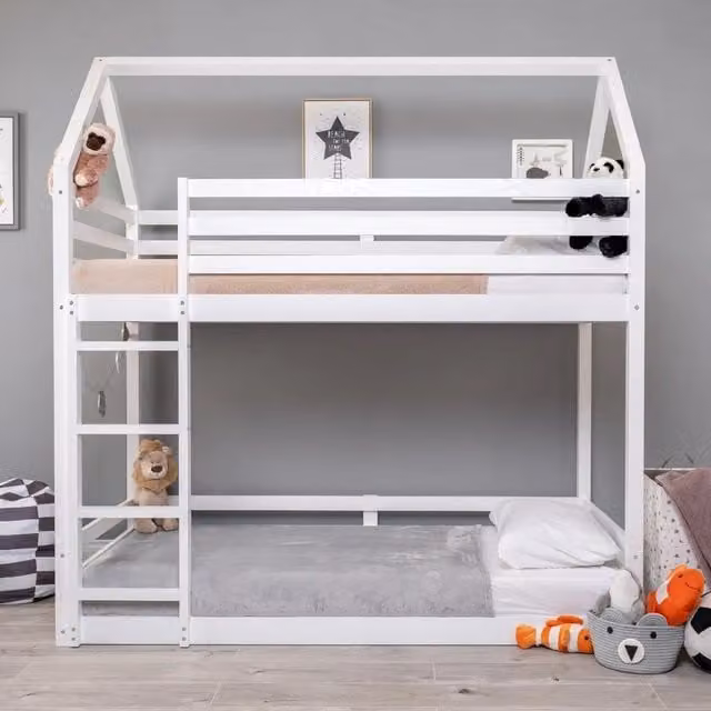 Kosy Koala White Solid Wood House Bunk Bed for Children
