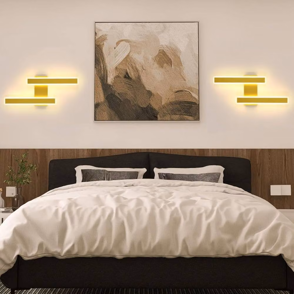Goeco Modern LED Wall Light, 32 W, Creative Long Parallel Design, 3000 K Warm White, Gold – 4