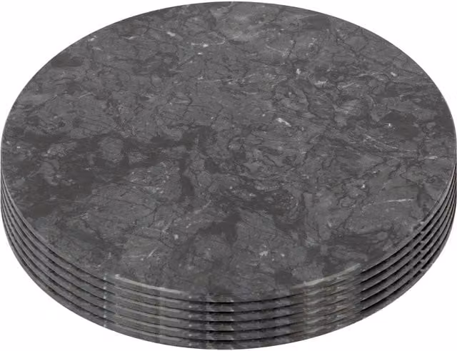 Argon Tableware Round Marble Placemats, Black, Pack of 6, Diameter: 30 cm