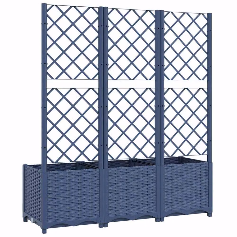 Berkfield Home Garden Planter with Trellis in Dark Grey, W/D/H: 120 x 40 x 136 cm – 5