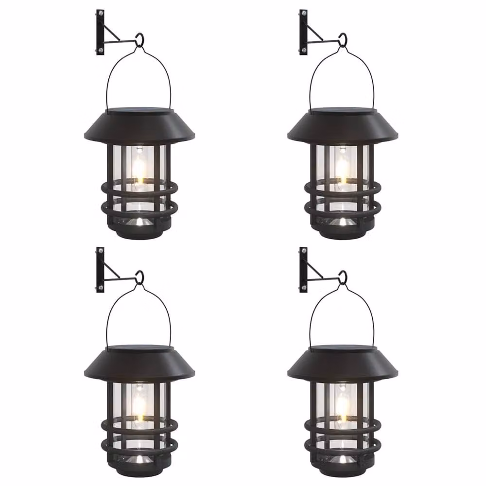Berkfield Home Solar LED Outdoor Wall Lanterns, 4 Pack, Black and White – 2