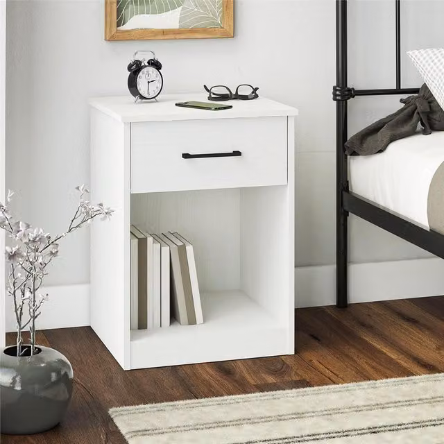 Pearce BrEZ Build 1 Drawer Nightstand in White