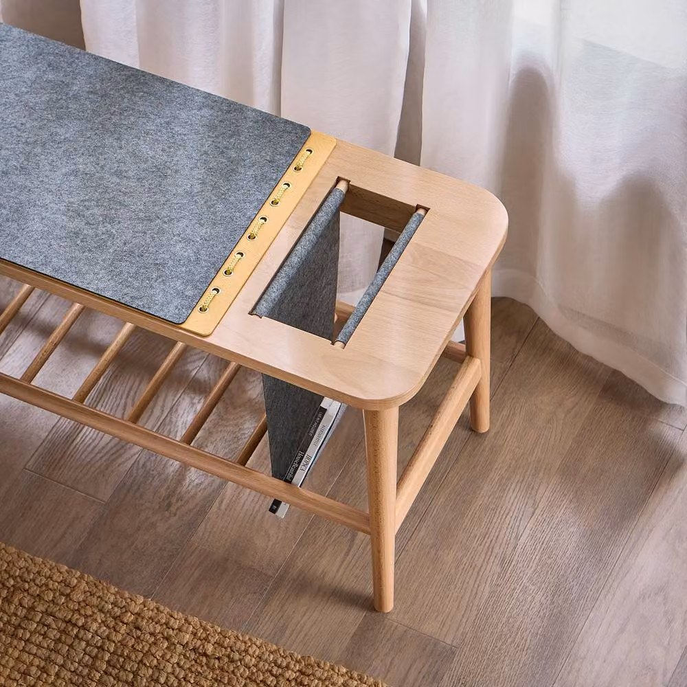 SoBuy Scandinavian Style Solid Wood Entrance Bench with Shoe Rack in Oak Brown – 3