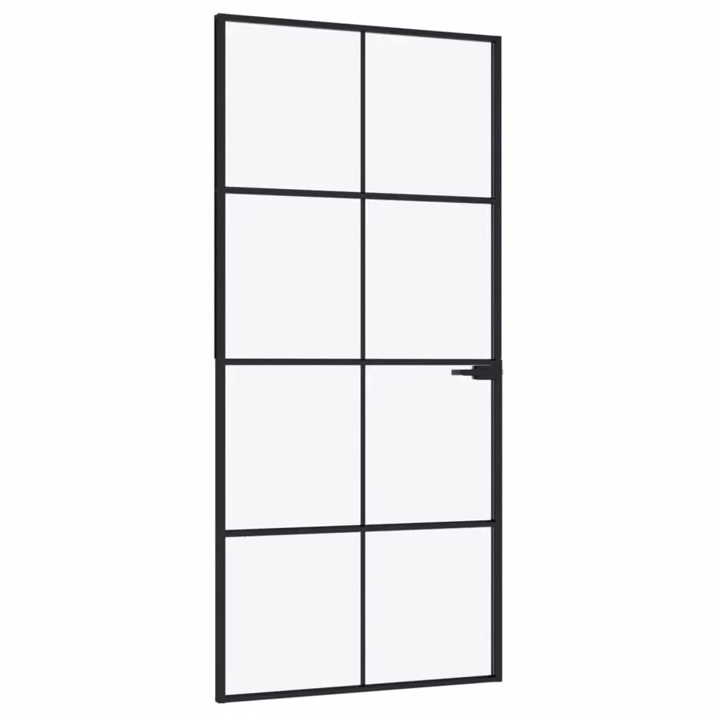 Berkfield Home Modern Interior Door in Black with Tempered Glass and Aluminium, W: 93 cm, H: 201.5 cm – 2