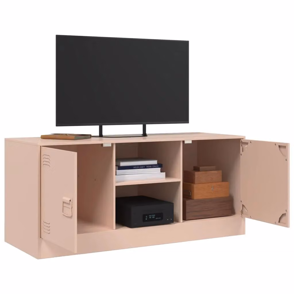 Berkfield Home Modern Pink Metal TV Cabinet W: 99 cm, D: 39 cm, H: 44 cm – 5