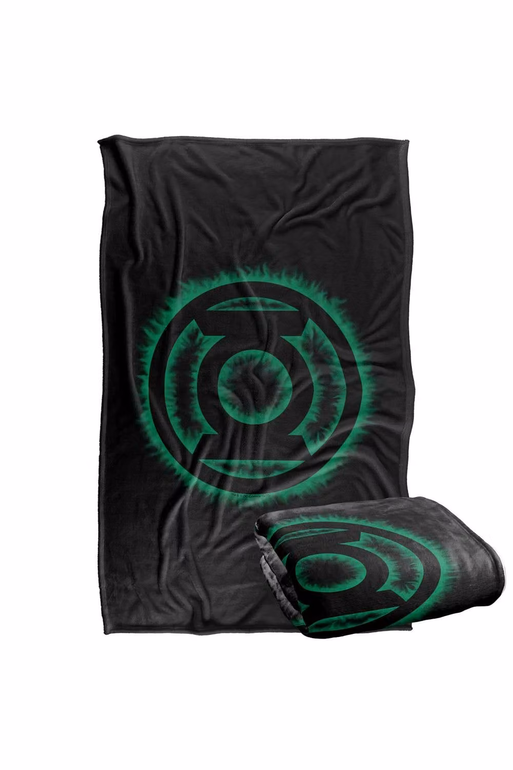 Warner Bros. Green Lantern Green Flame Logo Super Soft Fluffy Polyester Throw Blanket in Green, Black and Multicolour, Large – 2