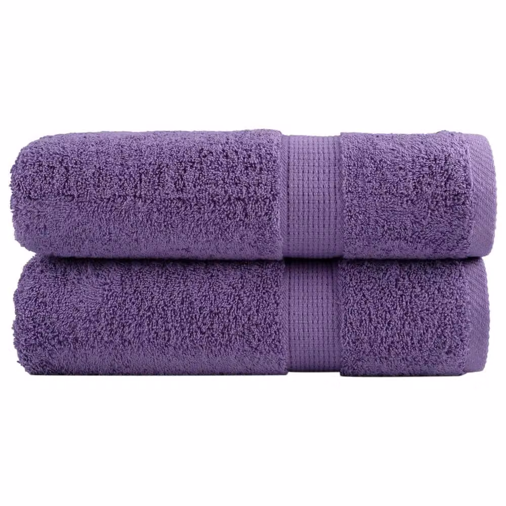 Berkfield Home SOLUND Premium Cotton Terry Shower Towels, Purple, 2 Pack, W: 70 cm, L: 140 cm, 600 gsm – 2
