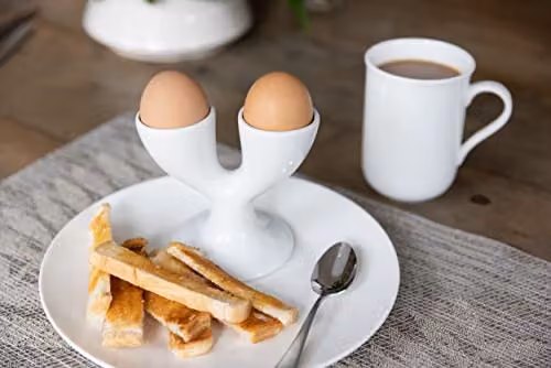 KitchenCraft White Porcelain Double Egg Cup – 2