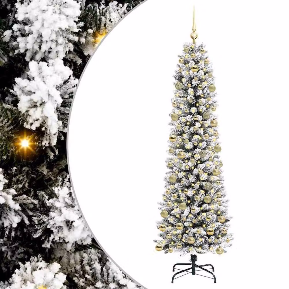 Berkfield Home Artificial Christmas Tree with 300 LEDs in Green, White and Black, Height: 210 cm – 2