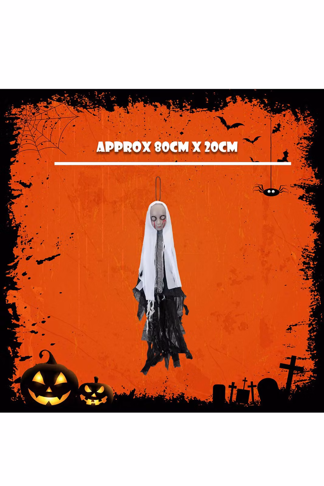 VFM e-Store Hanging Nun Halloween Decoration, Black, Height: 80 cm – 2