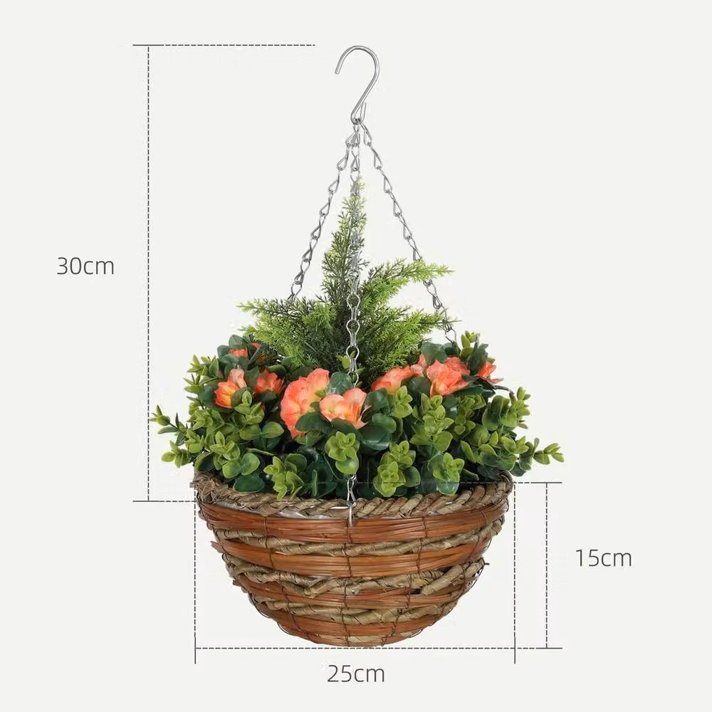 Kelvenix 2 Pack Artificial Lisianthus Hanging Floral Arrangement in Green and Multicolour – 2