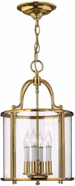 Netlighting Gentry 4 Light Medium Ceiling Lantern Pendant in Polished Brass and Glass with E14 Base – 1