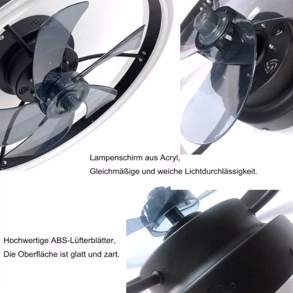 FLAVORA Dimmable LED Ceiling Fan Light with Remote Control in Black – 3