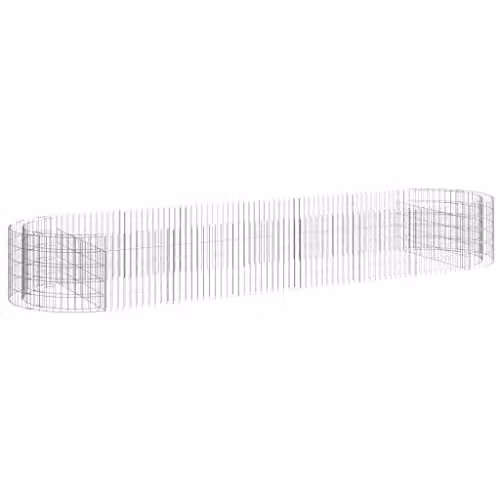 vidaXL Silver Galvanised Steel Gabion Raised Bed W/D/H: 400 x 100 x 50 cm
