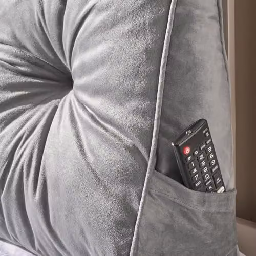 OHS Firm Wedge Pillow with Removable Cover for Back and Neck Support, Grey, W/D/H: 130 x 45 x 20 cm – 2
