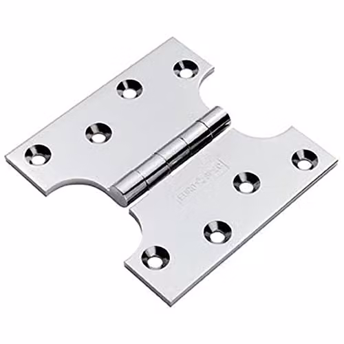 Loops Pair of Chrome Parliament Door Hinges with 180 Degree Opening, W/D/H: 102 x 102 x 4 mm