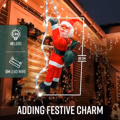 Globrite Red LED Climbing Santa Indoor Outdoor Decoration, H: 170 cm, W: 60 cm – 8