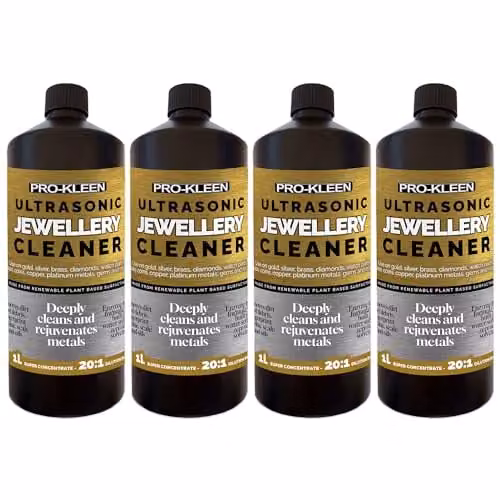 ProKleen Ultrasonic Jewellery Cleaner Concentrated Solution, 4 x 1L, Transparent