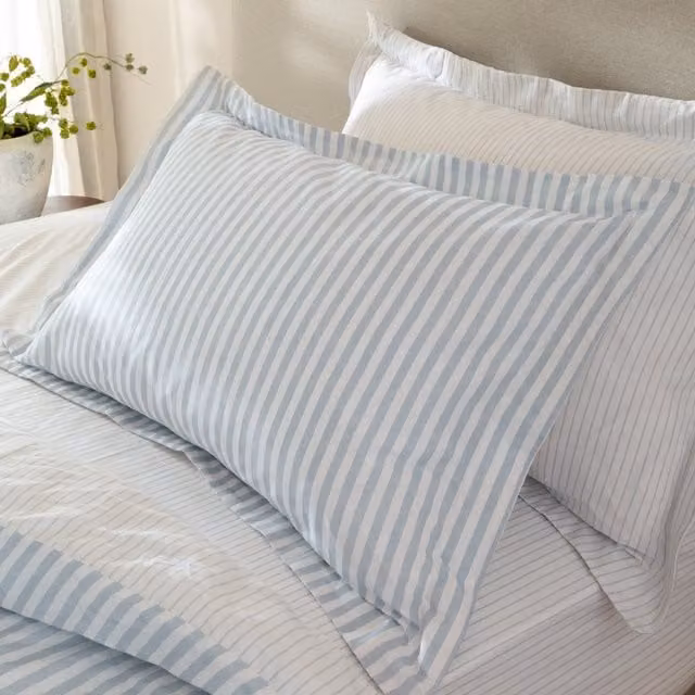 Make It A Home Hebden Melange Stripe Cotton Pillowcase Pair in Blue
