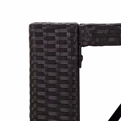 vidaXL Modern Poly Rattan Bar Table with Glass Top, Black, W: 185 cm, D: 80 cm, H: 110 cm – 3