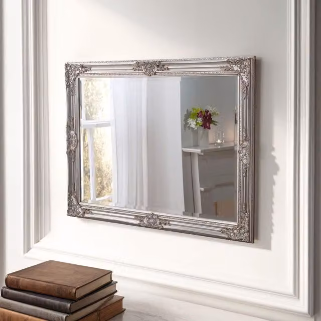 Yearn Mirrors Decorative Silver Wall Mirror, W: 104 cm, H: 74 cm – 1