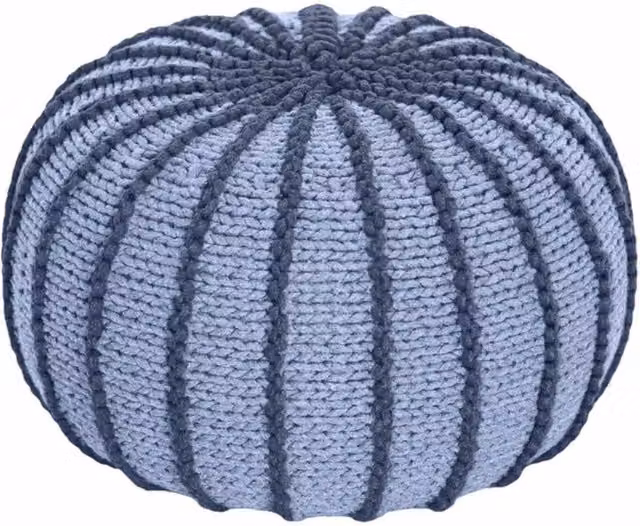 Zuri House Ziggy Knitted Pouffe in Denim Blue, Small