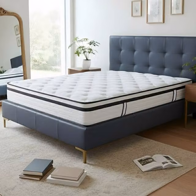 Livingandhome Wavy Foam and Pocket Spring Hybrid Mattress in White
