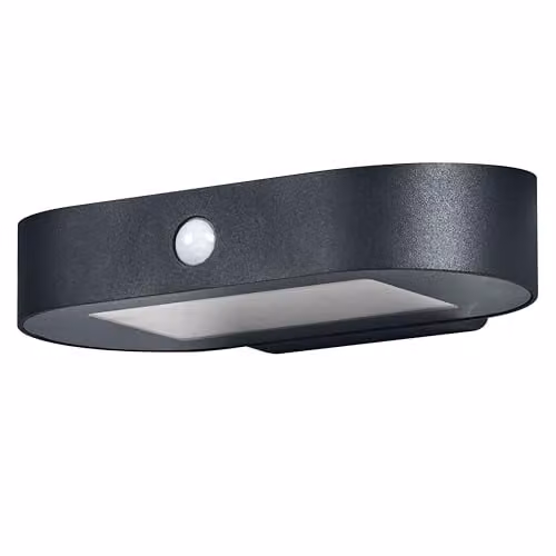 Osram Endura Style Oval Solar LED Wall Light with Motion and Dusk Sensor, 400lm Warm White, Black – 1