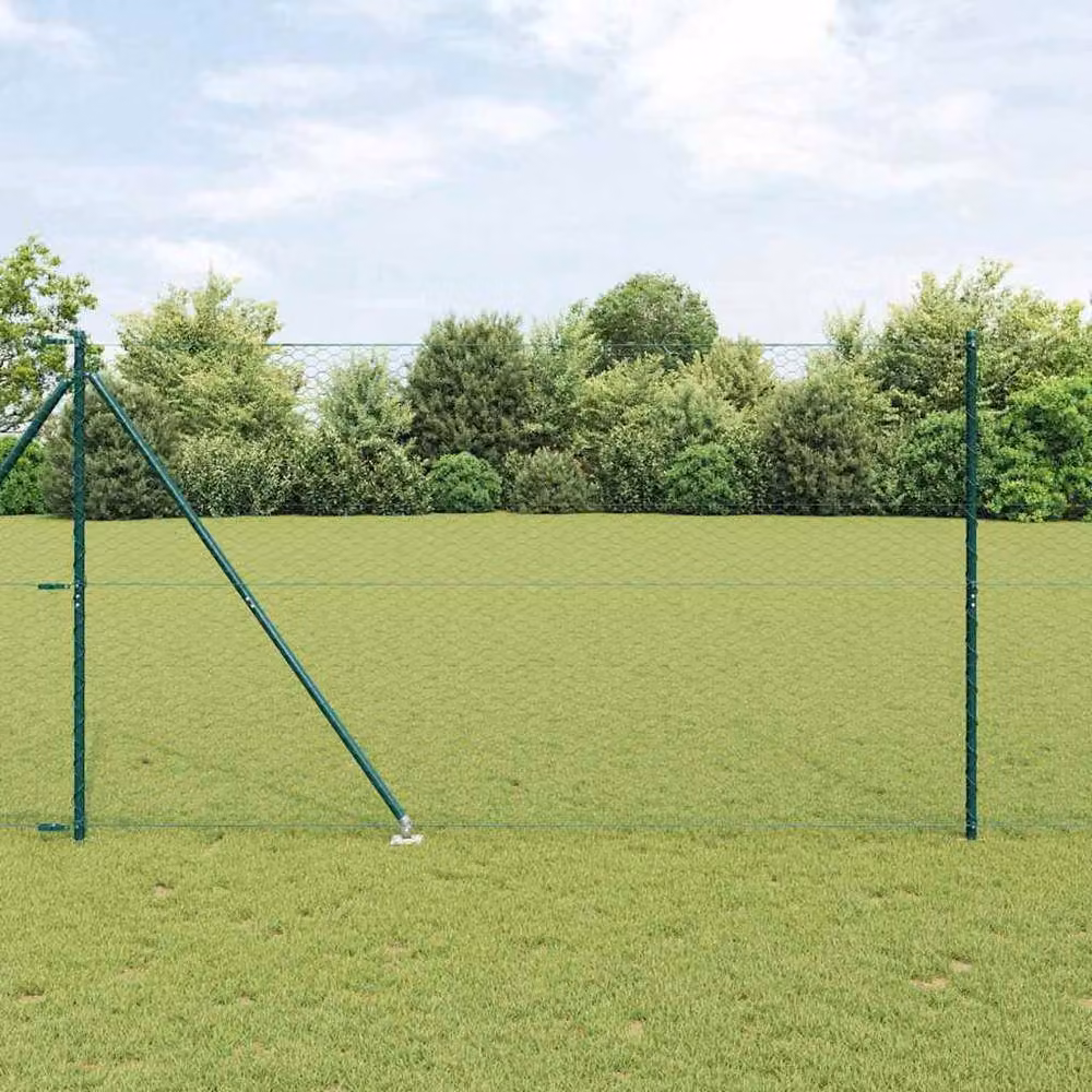 Berkfield Home Green Powder-Coated Steel Hexagon Fence, H: 150 cm x W: 10 m – 2