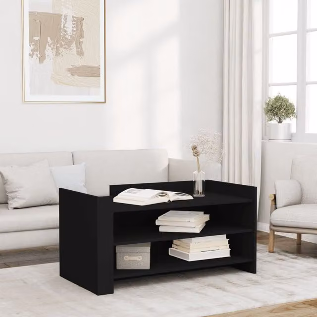 Berkfield Home Black Modern Coffee Table in Engineered Wood W/D/H: 100 x 50 x 50 cm – 1