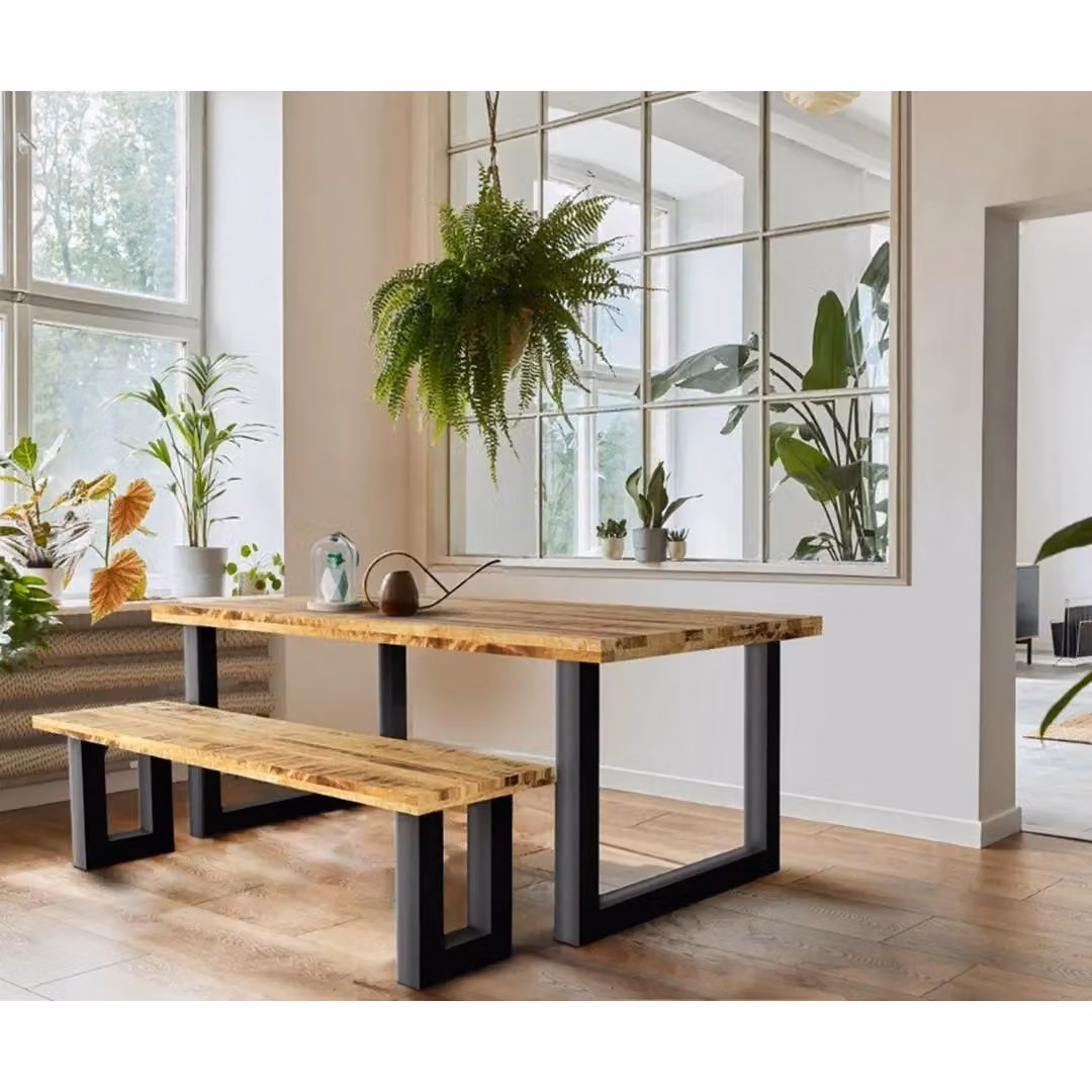 Jaipur Furniture Ltd Induse Mango Wood and Iron Bench in Brown and Black, W: 160 cm, D: 44 cm, H: 45 cm – 4