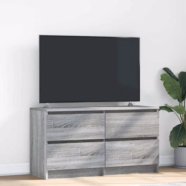 Berkfield Home Modern Grey Sonoma TV Cabinet in Matt Engineered Wood W/D/H: 100 x 35 x 54 cm