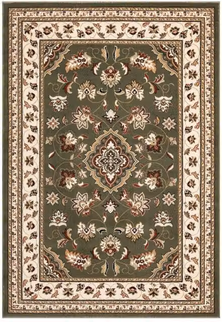 HMC Rug Collection Traditional Sherborne Heatset Rug in Green and Multicolour, W: 160 cm, D: 230 cm