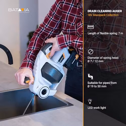 Batavia MAXXPACK 18V Cordless Drain Auger Bare Unit in Grey, Orange and White – 5