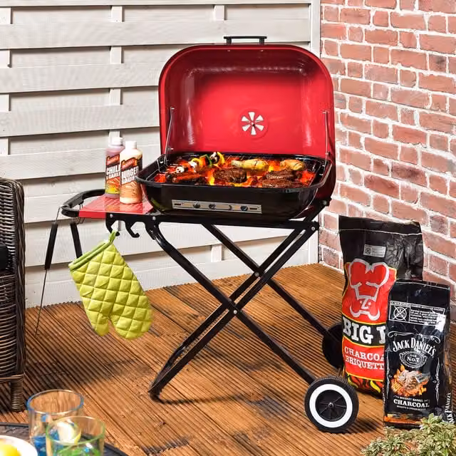 BBQ Chef Jerez Folding Charcoal Tabletop BBQ in Red