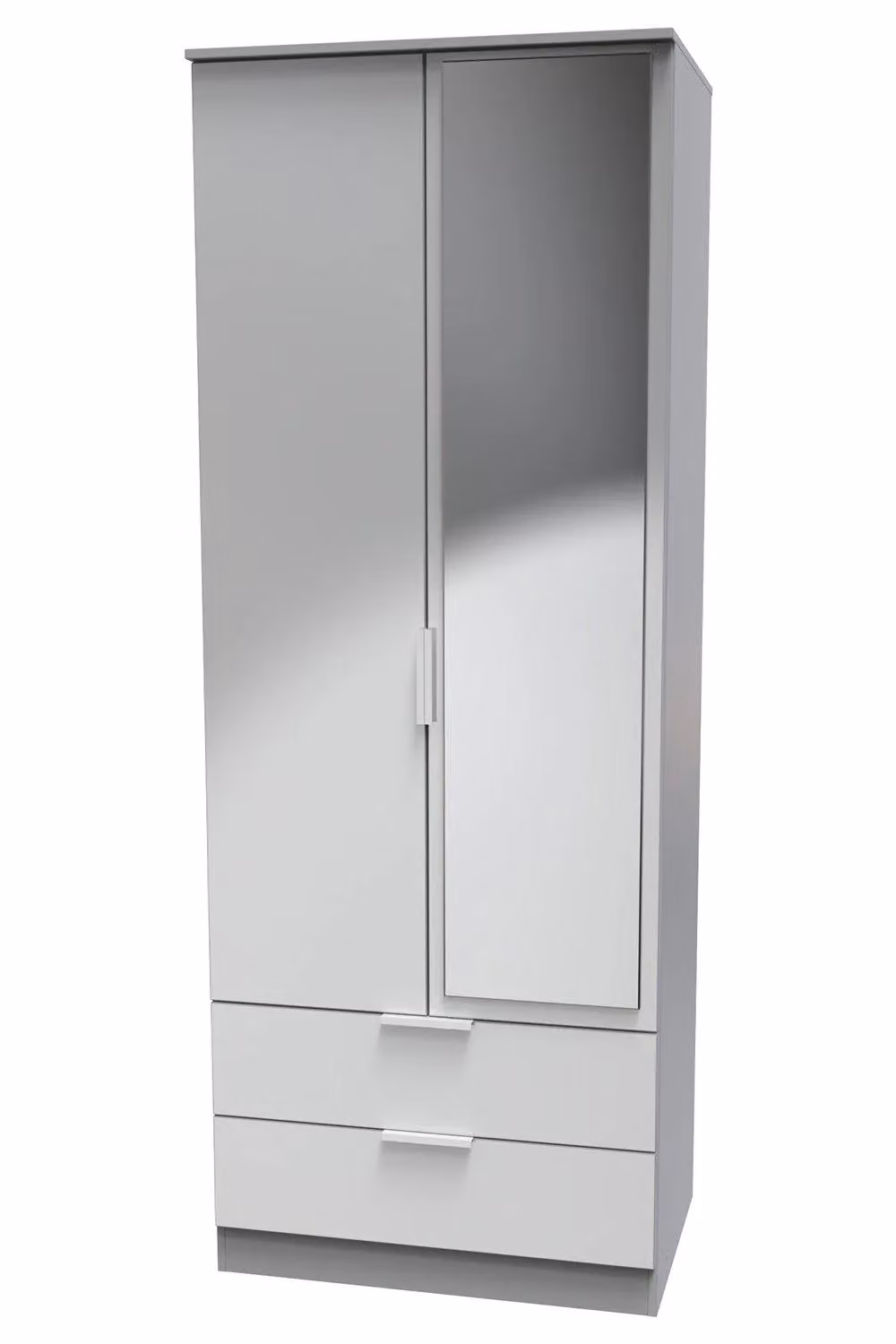 2 U Dover Ready Assembled 2 Door 2 Drawer Mirrored Wardrobe in Dark Grey – 2