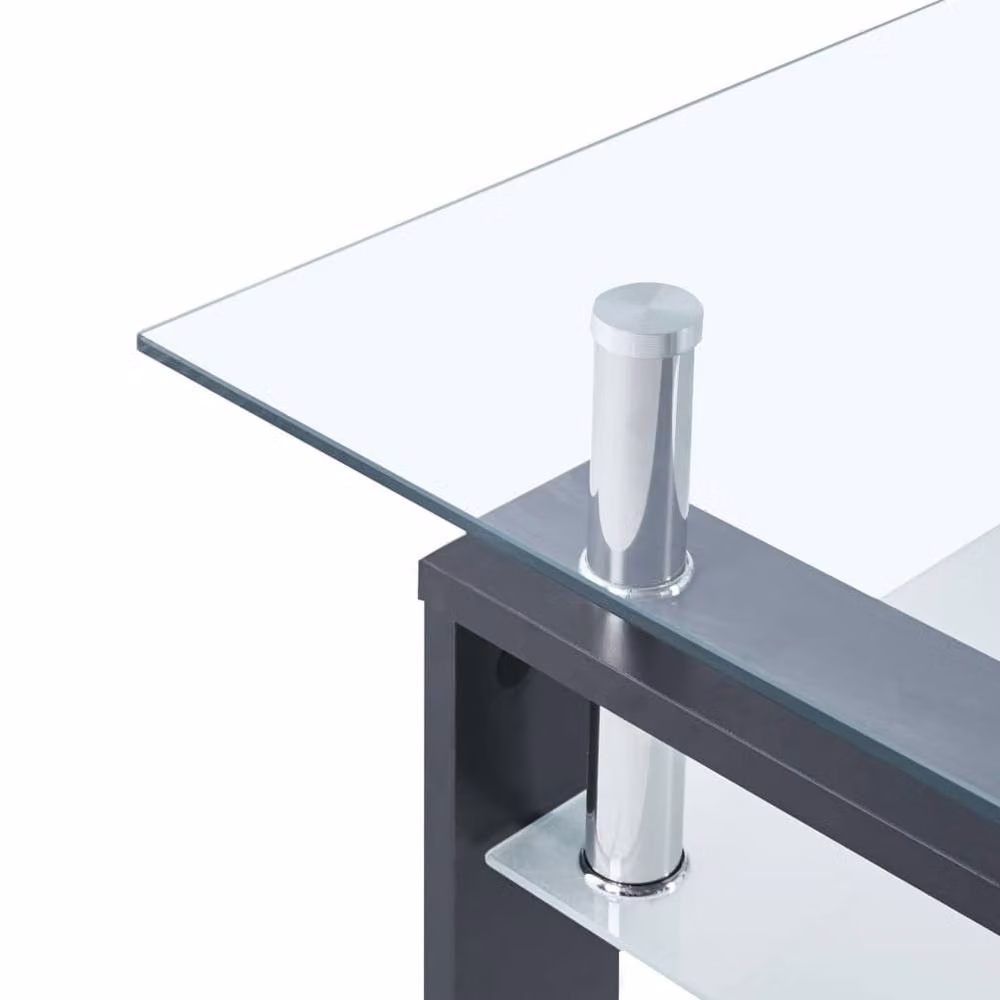 Berkfield Home Modern Rectangular Coffee Table in Grey and Transparent Tempered Glass W/D/H: 95 x 55 x 40 cm – 2